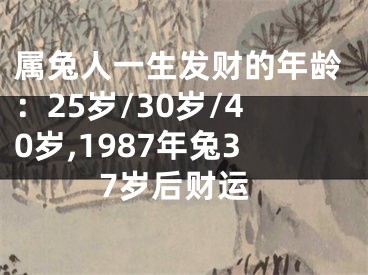 属兔人一生发财的年龄：25岁/30岁/40岁,1987年兔37岁后财运