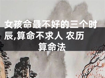 女孩命最不好的三个时辰,算命不求人 农历算命法