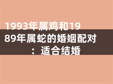 1993年属鸡和1989年属蛇的婚姻配对：适合结婚