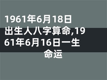 1961年6月18日出生人八字算命,1961年6月16日一生命运