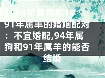 1994年属狗和1991年属羊的婚姻配对：不宜婚配,94年属狗和91年属羊的能否结婚