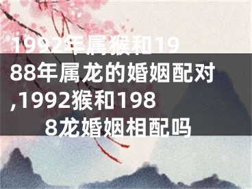 1992年属猴和1988年属龙的婚姻配对,1992猴和1988龙婚姻相配吗