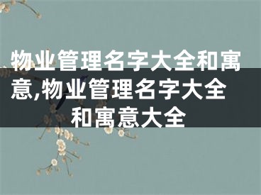物业管理名字大全和寓意,物业管理名字大全和寓意大全