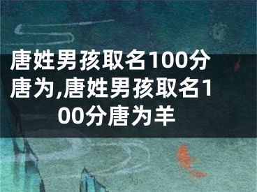 唐姓男孩取名100分唐为,唐姓男孩取名100分唐为羊