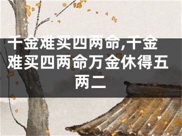 千金难买四两命,千金难买四两命万金休得五两二