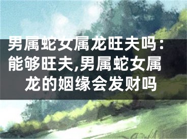 男属蛇女属龙旺夫吗：能够旺夫,男属蛇女属龙的姻缘会发财吗