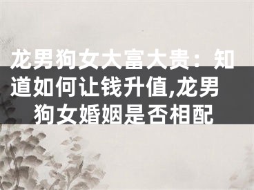 龙男狗女大富大贵：知道如何让钱升值,龙男狗女婚姻是否相配
