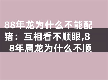 88年龙为什么不能配猪：互相看不顺眼,88年属龙为什么不顺