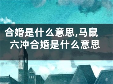 合婚是什么意思,马鼠六冲合婚是什么意思