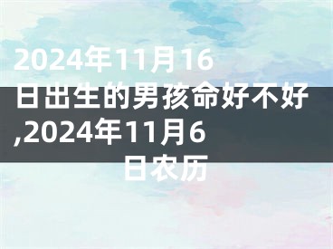 2024年11月16日出生的男孩命好不好,2024年11月6日农历