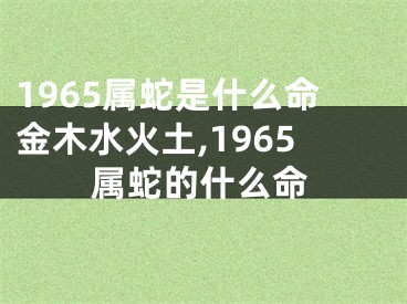 1965属蛇是什么命金木水火土,1965属蛇的什么命