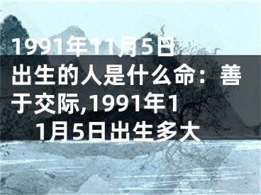 1991年11月5日出生的人是什么命：善于交际,1991年11月5日出生多大