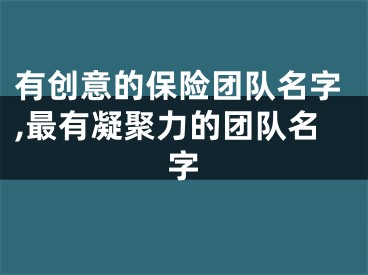 有创意的保险团队名字,最有凝聚力的团队名字