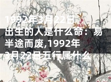 1992年3月22日出生的人是什么命：易半途而废,1992年3月22日五行属什么