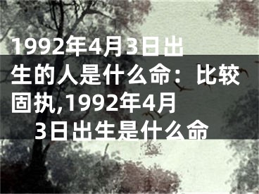 1992年4月3日出生的人是什么命：比较固执,1992年4月3日出生是什么命