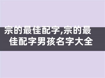 宗的最佳配字,宗的最佳配字男孩名字大全