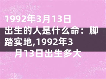 1992年3月13日出生的人是什么命：脚踏实地,1992年3月13日出生多大