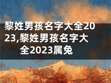 黎姓男孩名字大全2023,黎姓男孩名字大全2023属兔