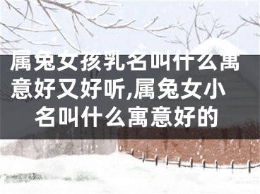 属兔女孩乳名叫什么寓意好又好听,属兔女小名叫什么寓意好的