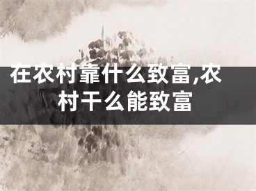 在农村靠什么致富,农村干么能致富