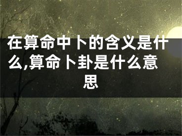 在算命中卜的含义是什么,算命卜卦是什么意思