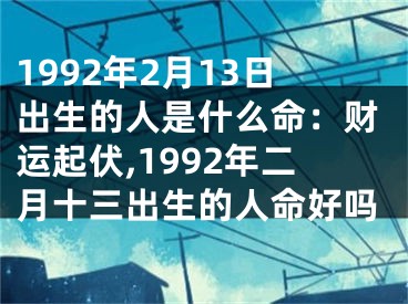 1992年2月13日出生的人是什么命：财运起伏,1992年二月十三出生的人命好吗