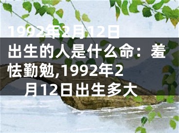 1992年2月12日出生的人是什么命：羞怯勤勉,1992年2月12日出生多大