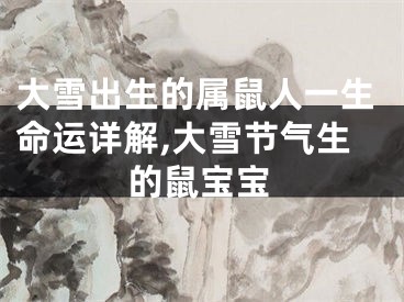 大雪出生的属鼠人一生命运详解,大雪节气生的鼠宝宝
