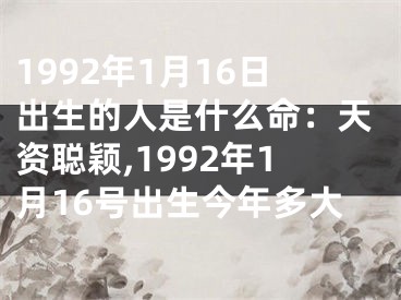 1992年1月16日出生的人是什么命：天资聪颖,1992年1月16号出生今年多大