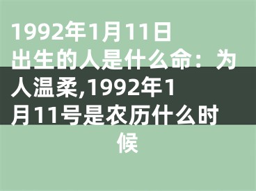 1992年1月11日出生的人是什么命：为人温柔,1992年1月11号是农历什么时候