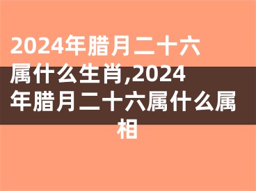 2024年腊月二十六属什么生肖,2024年腊月二十六属什么属相