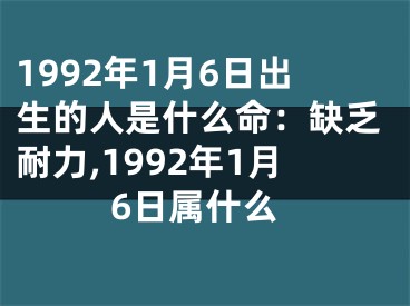 1992年1月6日出生的人是什么命：缺乏耐力,1992年1月6日属什么