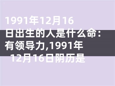 1991年12月16日出生的人是什么命：有领导力,1991年12月16日阴历是