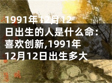 1991年12月12日出生的人是什么命：喜欢创新,1991年12月12日出生多大