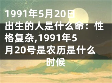 1991年5月20日出生的人是什么命：性格复杂,1991年5月20号是农历是什么时候