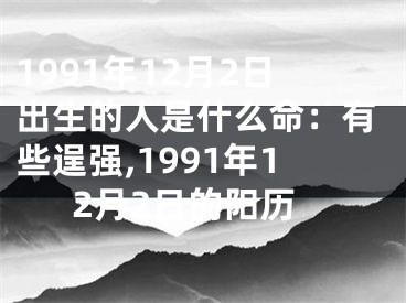 1991年12月2日出生的人是什么命：有些逞强,1991年12月2日的阳历