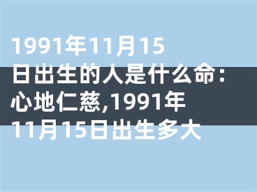1991年11月15日出生的人是什么命：心地仁慈,1991年11月15日出生多大