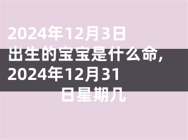 2024年12月3日出生的宝宝是什么命,2024年12月31日星期几