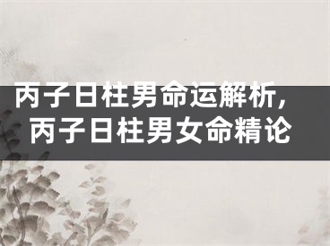 丙子日柱男命运解析,丙子日柱男女命精论