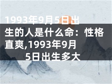 1993年9月5日出生的人是什么命：性格直爽,1993年9月5日出生多大