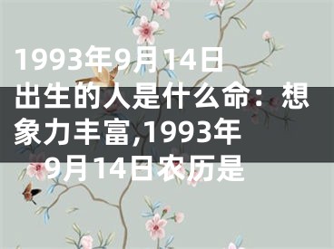 1993年9月14日出生的人是什么命：想象力丰富,1993年9月14日农历是