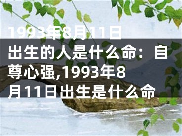 1993年8月11日出生的人是什么命：自尊心强,1993年8月11日出生是什么命