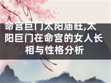 命宫巨门太阳庙旺,太阳巨门在命宫的女人长相与性格分析