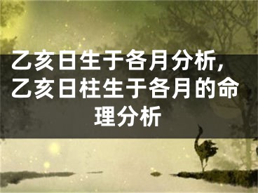 乙亥日生于各月分析,乙亥日柱生于各月的命理分析