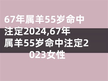 67年属羊55岁命中注定2024,67年属羊55岁命中注定2023女性
