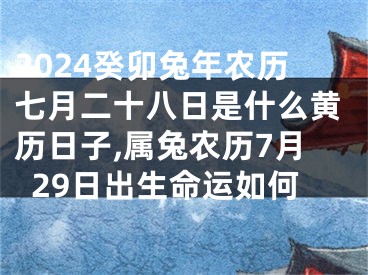 2024癸卯兔年农历七月二十八日是什么黄历日子,属兔农历7月29日出生命运如何
