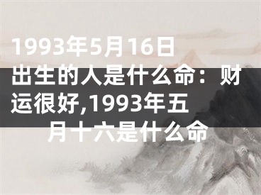 1993年5月16日出生的人是什么命：财运很好,1993年五月十六是什么命