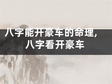 八字能开豪车的命理,八字看开豪车