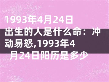 1993年4月24日出生的人是什么命：冲动易怒,1993年4月24日阳历是多少