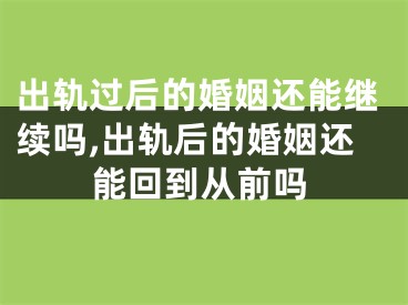 出轨过后的婚姻还能继续吗,出轨后的婚姻还能回到从前吗